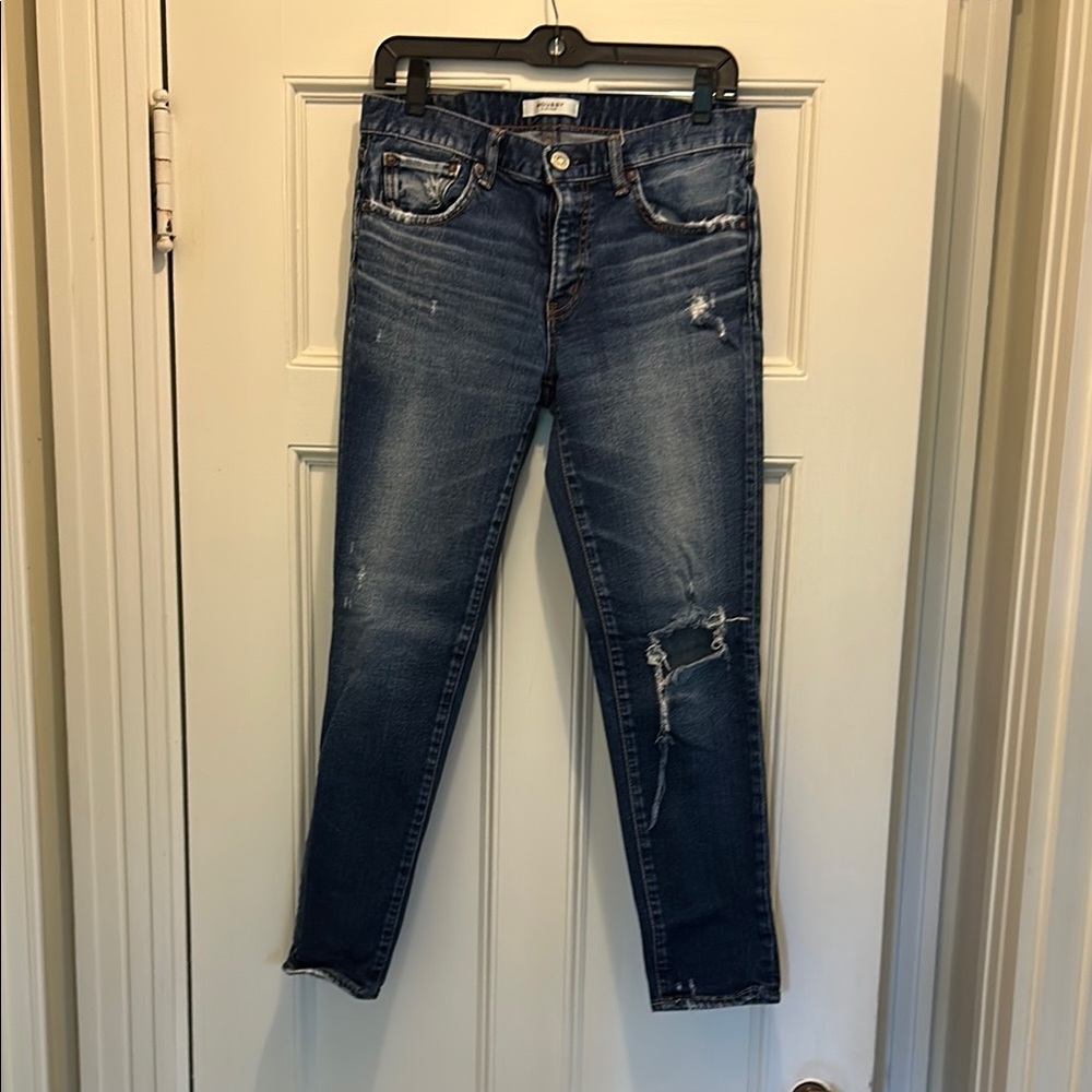 Moussy Women's Skinny ankle Jeans - Dark Blue distressed